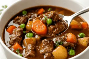 hearty beef stew in a crockpot