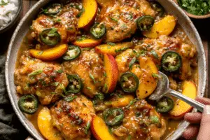 jalapeño chicken with peach glaze