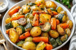 Garlic Herb Roasted Potatoes Carrots And Zucchini
