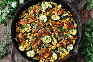 Garlic Butter Chicken With Zucchini And Corn