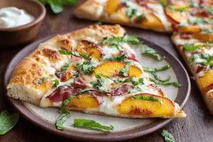 Delicious Peach and Prosciutto Pizza