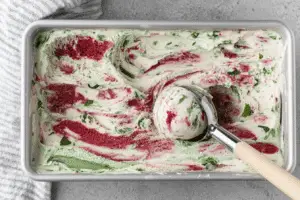 Roasted Strawberries and Lime Basil Ice Cream
