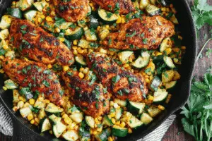 garlic butter chicken breast with zucchini and corn recipe