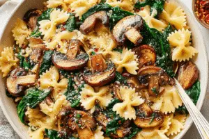 Parmesan Spinach Mushroom Pasta