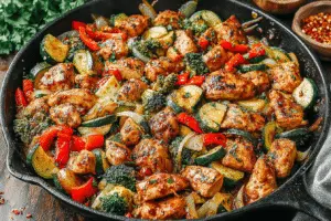One Pot Cajun Chicken and Veggie Skillet