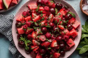 Easy Keto Watermelon Fruit Salad With Lime Mint Dressing