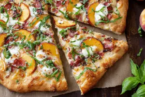 Peach and Prosciutto Pizza