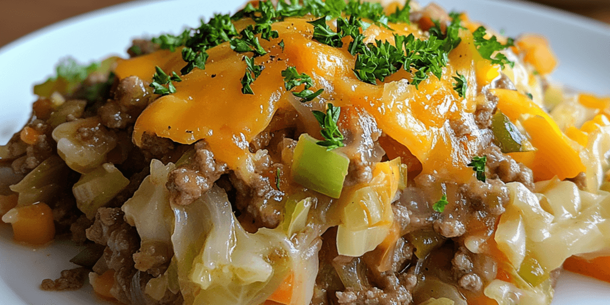 Cheesy Cabbage Beef Casserole Recipe