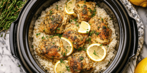 Slow Cooker Lemon Herb Chicken And Rice Recipe