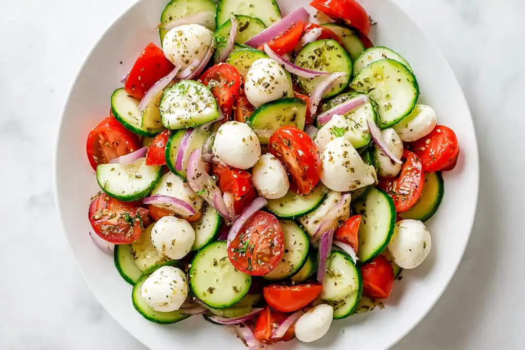 Easy Cucumber Caprese Salad Recipe Easy Cucumber Caprese Salad Recipe