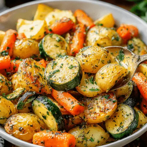 Garlic Herb Roasted Potatoes Carrots And Zucchini Recipe