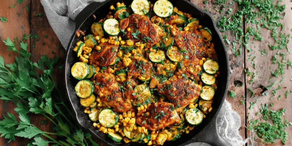 Garlic Butter Chicken With Zucchini And Corn Recipe