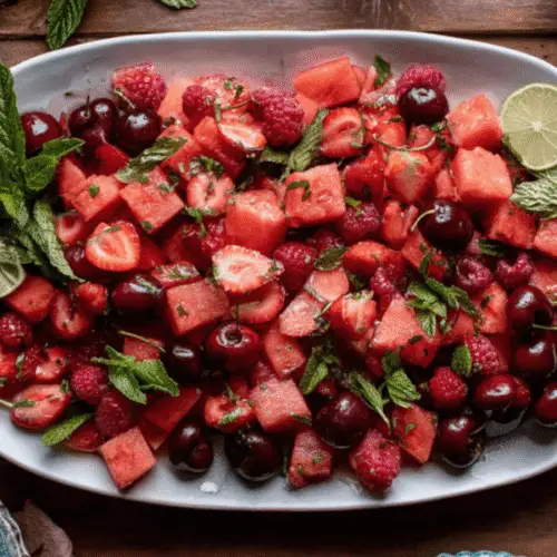 Easy Keto Watermelon Fruit Salad With Lime Mint Dressing Recipe