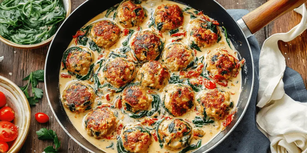 Creamy Spinach Turkey Meatballs Recipe