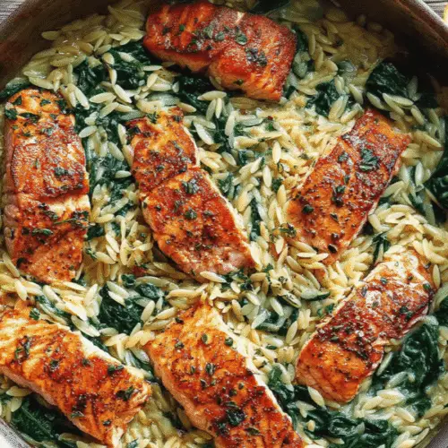 One Skillet Salmon With Lemon Orzo Recipe
