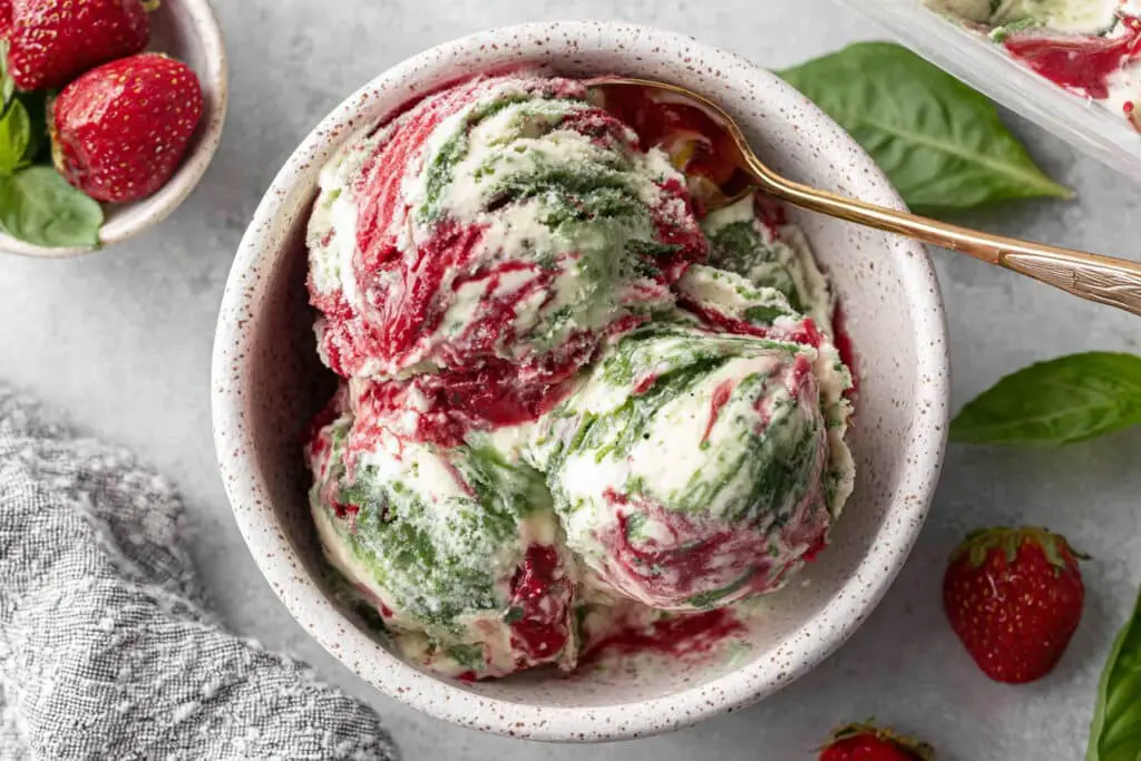 Roasted Strawberries & Lime Basil Ice Cream Recipe Roasted Strawberries & Lime Basil Ice Cream Recipe